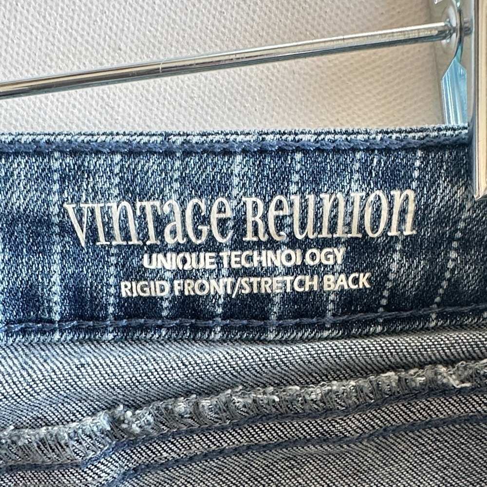 SoundStyle Size 8 Straight Leg Jeans Mid Rise Stripe Denim Ridged Front - Picture 3 of 10